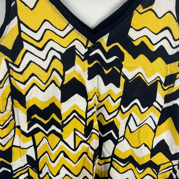 BNW Bianca Nygard Weekend Top Blouse Size 12 Black Yellow Sleeveless V Neck Stre - Picture 3 of 9